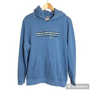 Wrangler Hoodie Mens Womens Large Blue Retro Multicolored Casual Cotton